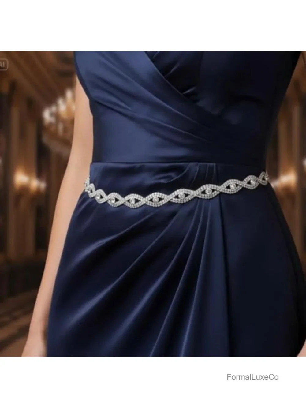Rhinestone Belt for Women Sparkly Chain Belt Waist Dress Belt